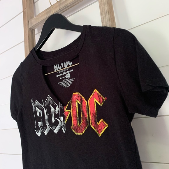 AC/DC | Tops | Acdc Black Tee By Goodie Two Sleeves Size Small | Poshmark